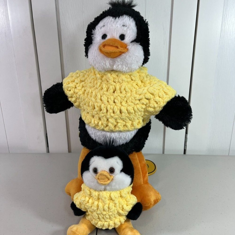 Build a Bear Penguin Plush w/ matching smallfry - Handmade Crotchet Sweaters
